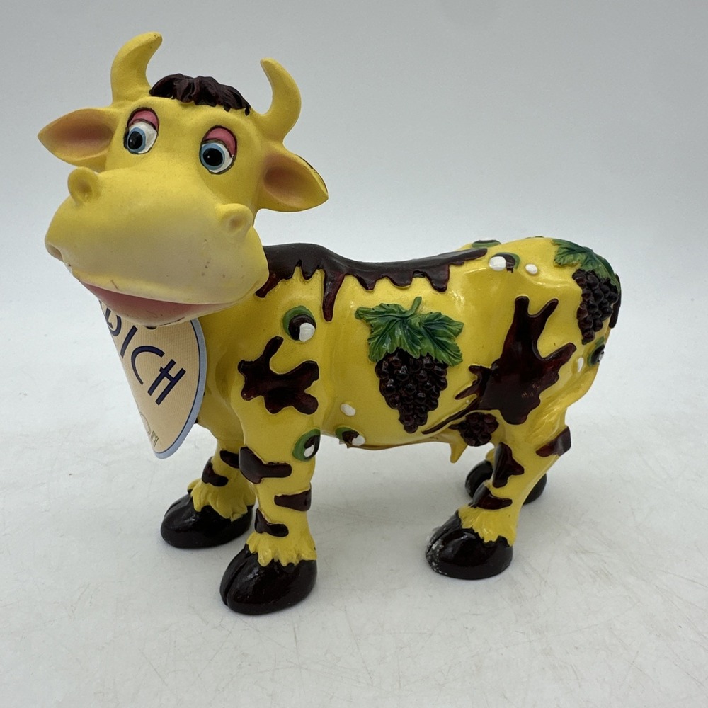 Rich Collection Resin Yellow Pueple Cow Grape Design NWT Cottage Core NOS